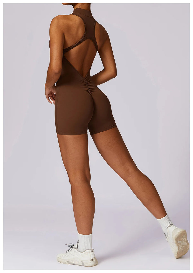 V Back Scrunch Sports Jumpsuit