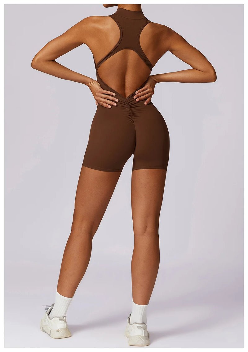 V Back Scrunch Sports Jumpsuit