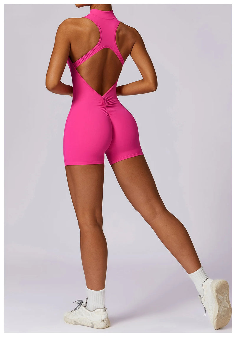 V Back Scrunch Sports Jumpsuit