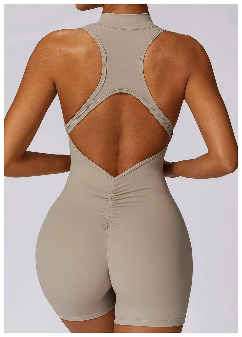 V Back Scrunch Sports Jumpsuit