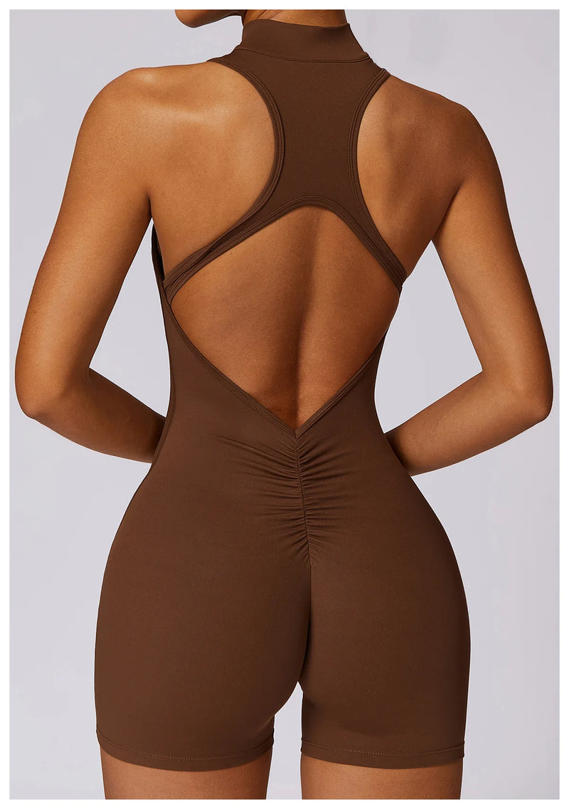 V Back Scrunch Sports Jumpsuit