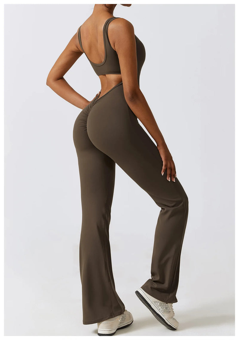 V Back Scrunch Flared Bodysuit