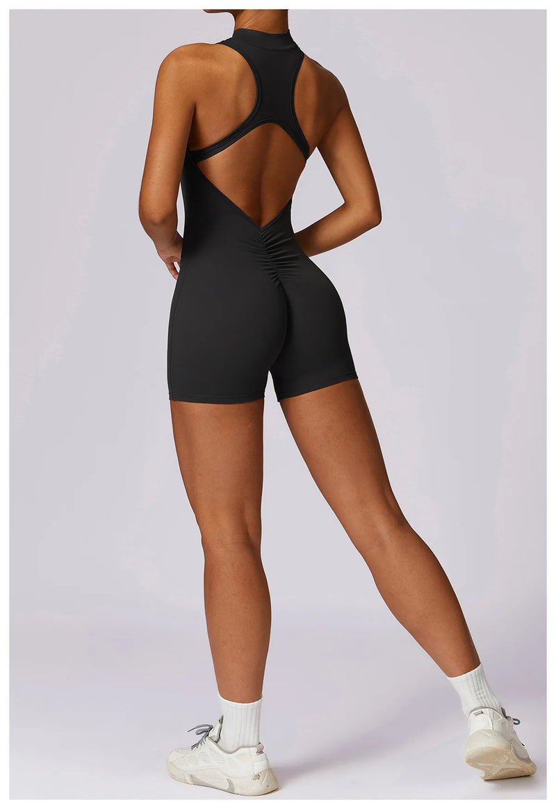 V Back Scrunch Sports Jumpsuit