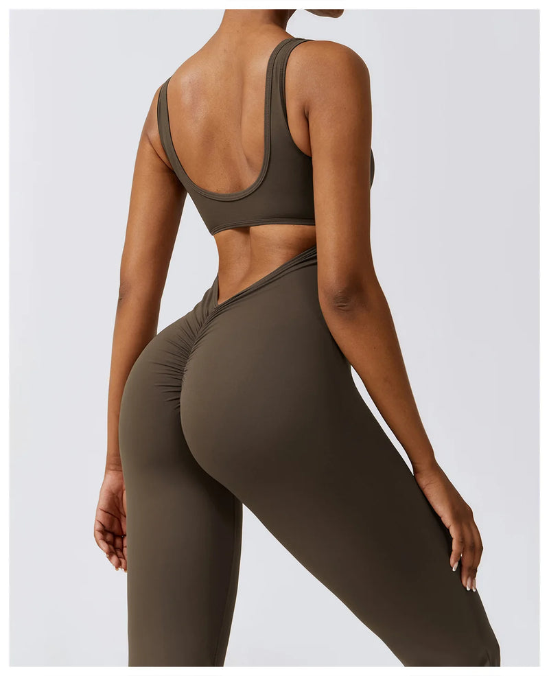 V Back Scrunch Flared Bodysuit