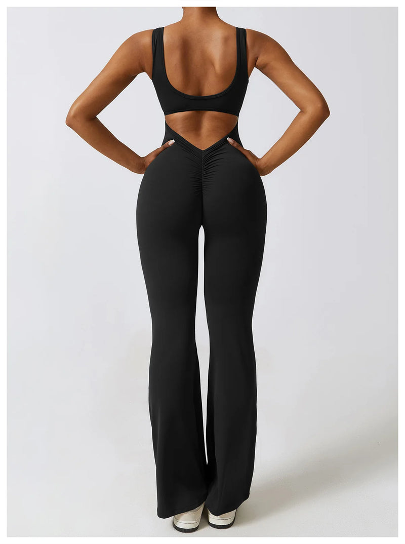 V Back Scrunch Flared Bodysuit