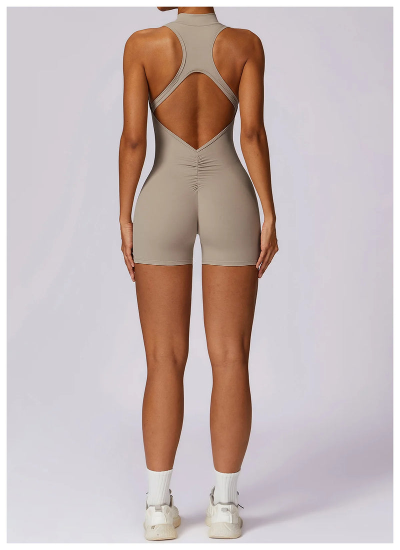 V Back Scrunch Sports Jumpsuit