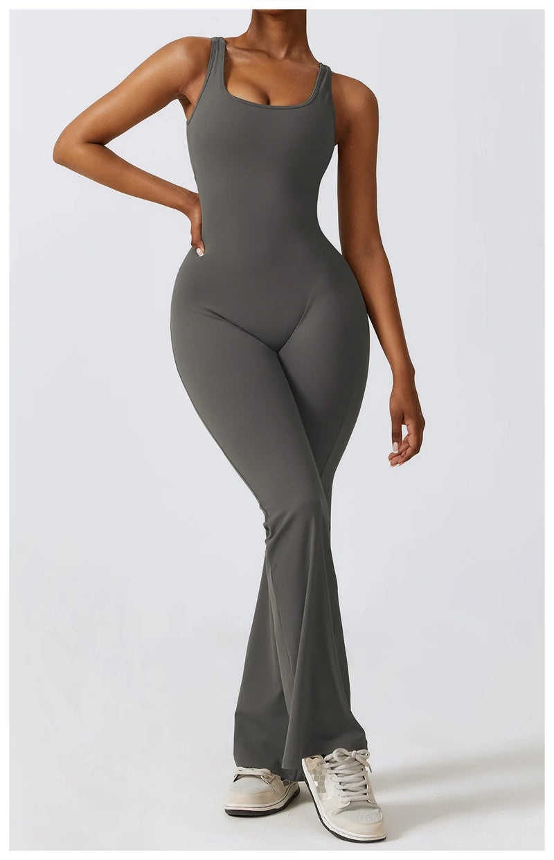 V Back Scrunch Flared Bodysuit