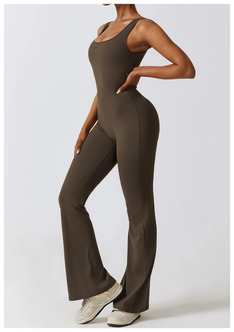 V Back Scrunch Flared Bodysuit