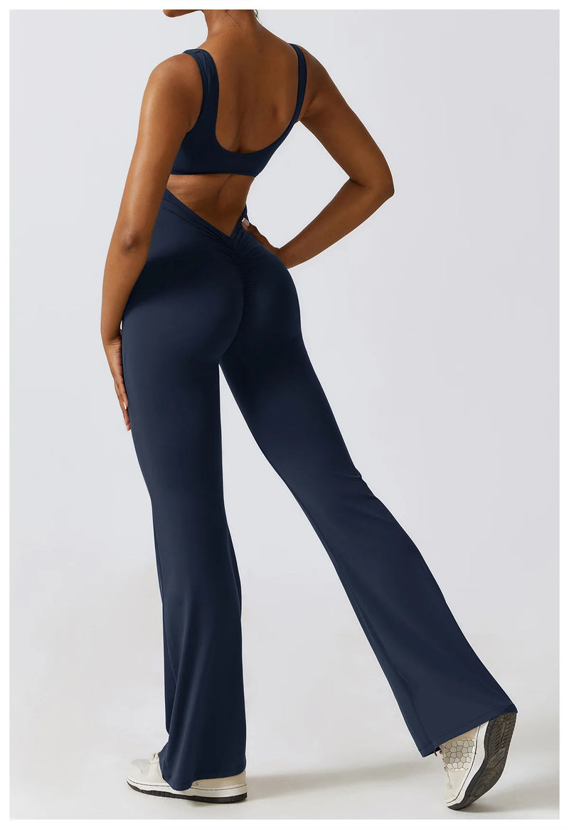 V Back Scrunch Flared Bodysuit