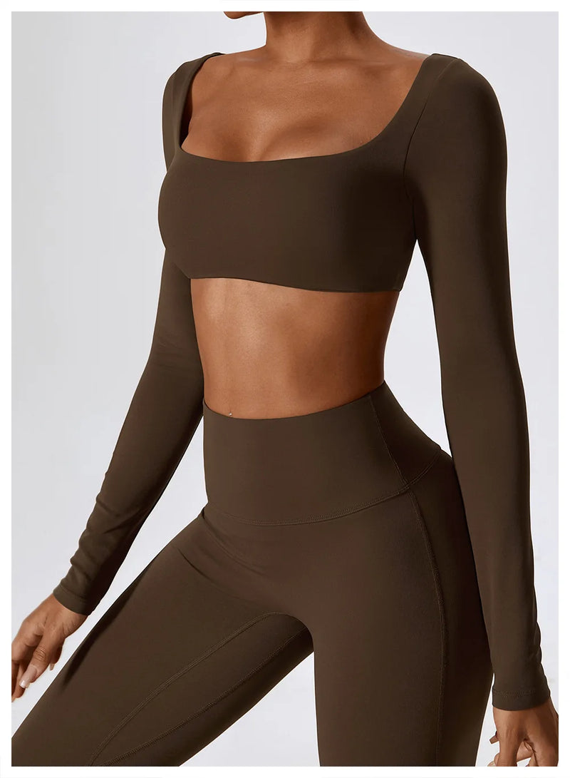 Solid Long Sleeve Crop Top