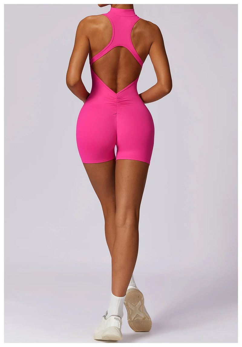 V Back Scrunch Sports Jumpsuit