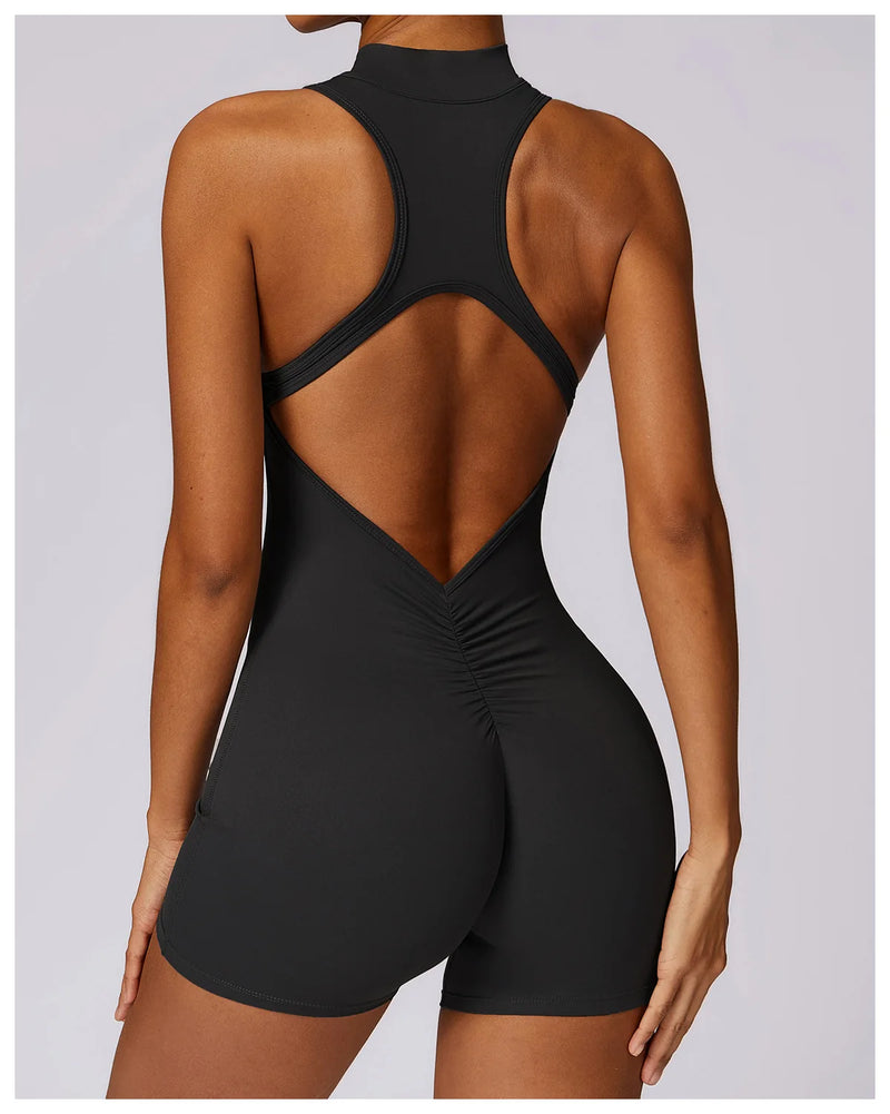 V Back Scrunch Sports Jumpsuit