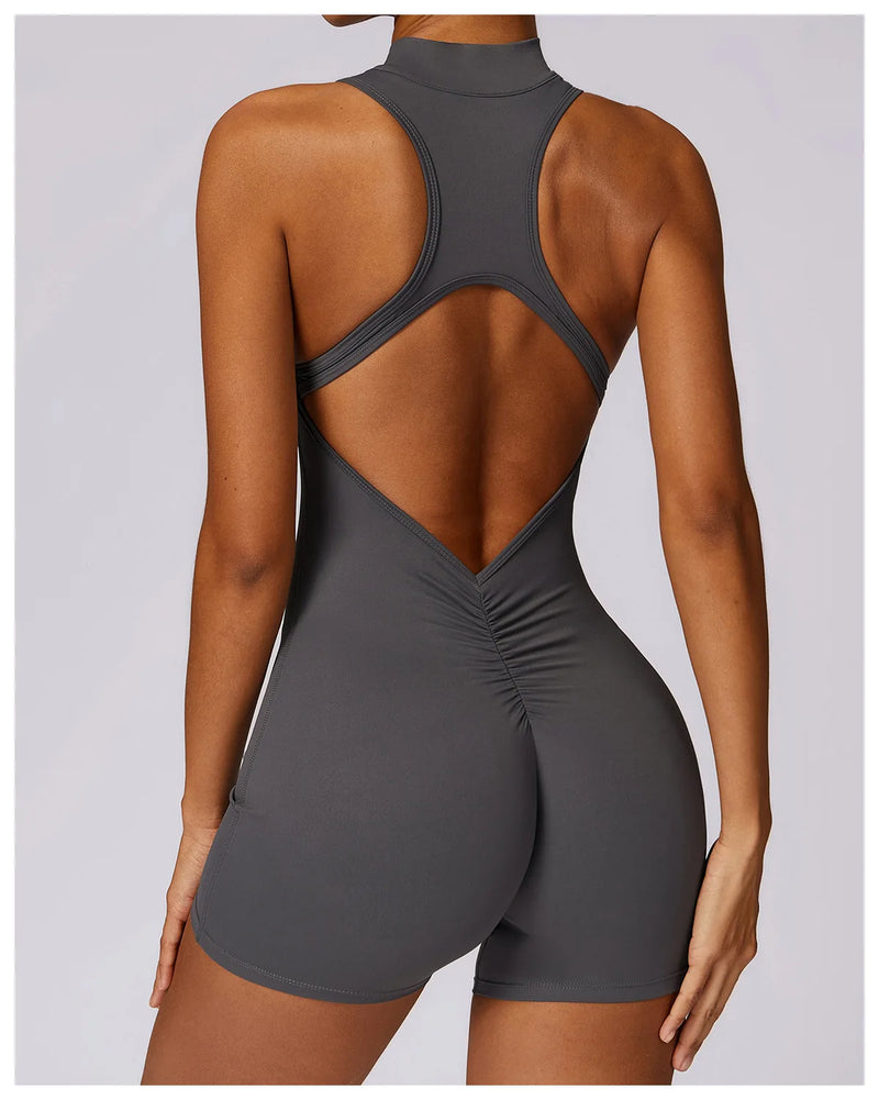 V Back Scrunch Sports Jumpsuit