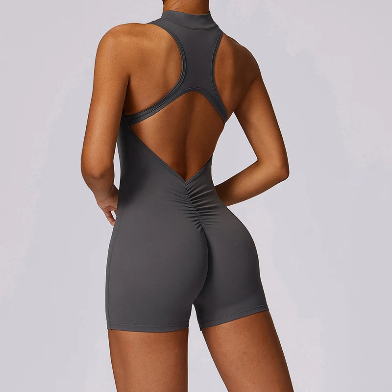 V Back Scrunch Sports Jumpsuit