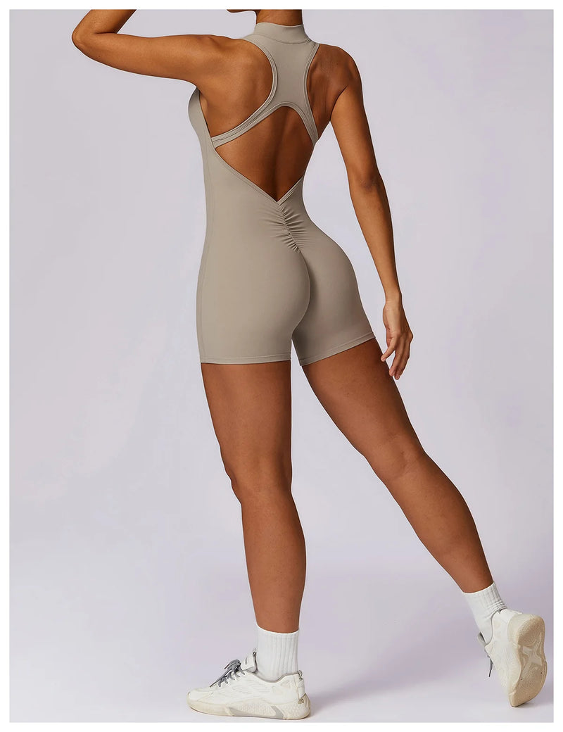 V Back Scrunch Sports Jumpsuit