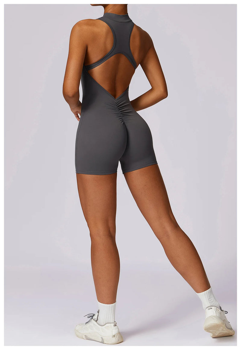 V Back Scrunch Sports Jumpsuit