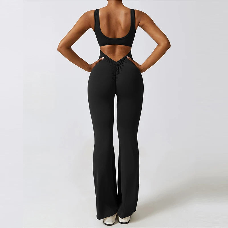 V Back Scrunch Flared Bodysuit