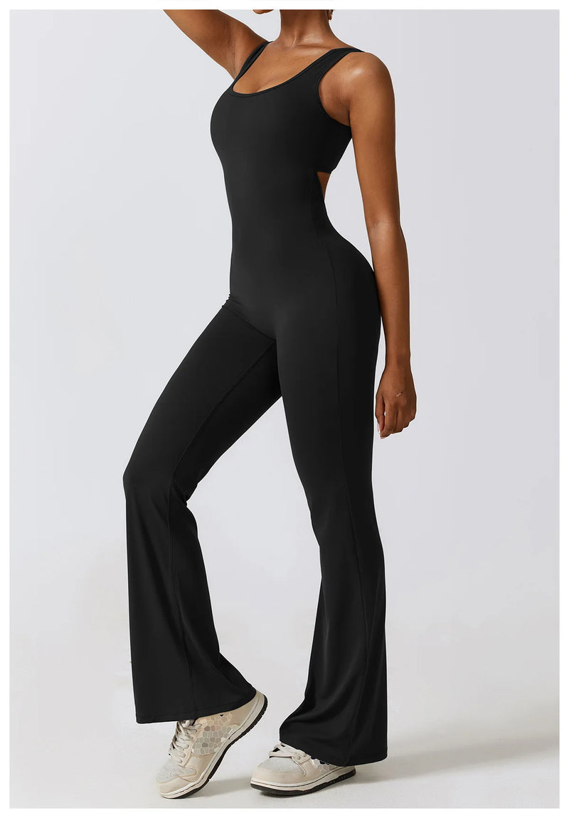 V Back Scrunch Flared Bodysuit