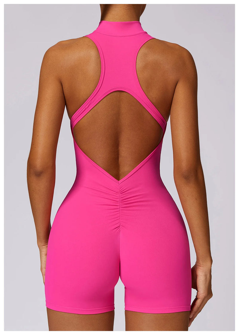 V Back Scrunch Sports Jumpsuit