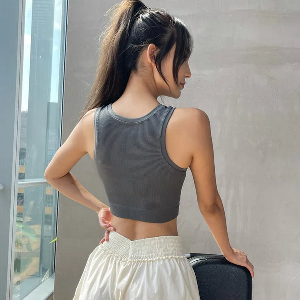 Solid Sleeveless Crop Top